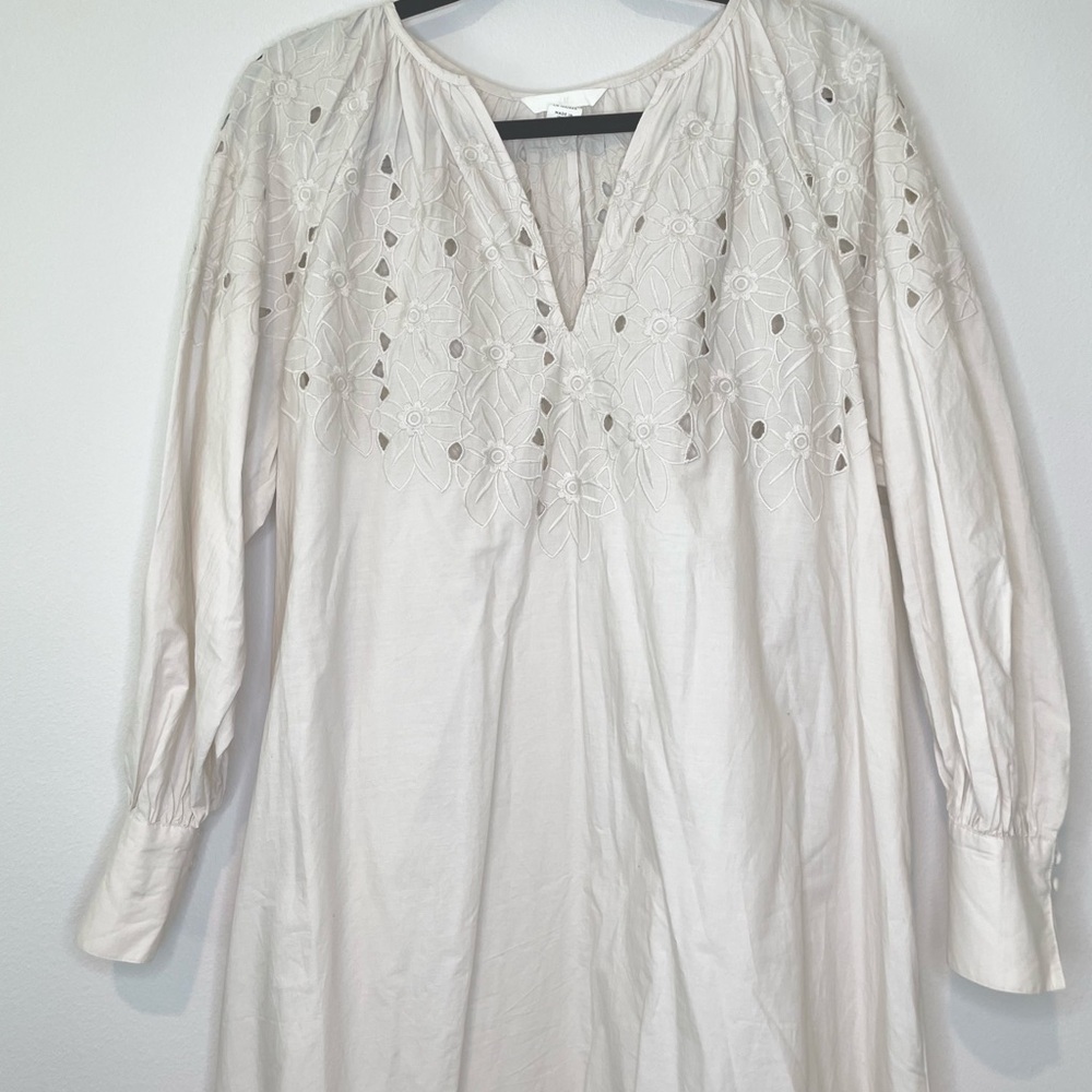 H&M Light Beige Dress with Eyelet Embroidery size S - Picture 5 of 7